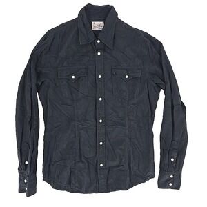 True Religion Pearl Snap Shirt‎ Men XL Black Long Sleeve Western Embroidered